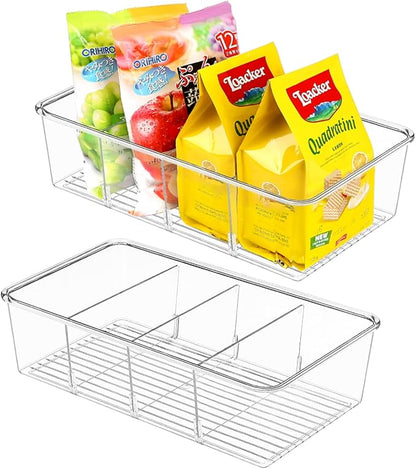 Snack Organizer for Pantry Shelf, 2 Pack Clear Plastic Pantry Storage Bins by YourBestHomeKitchenChoice