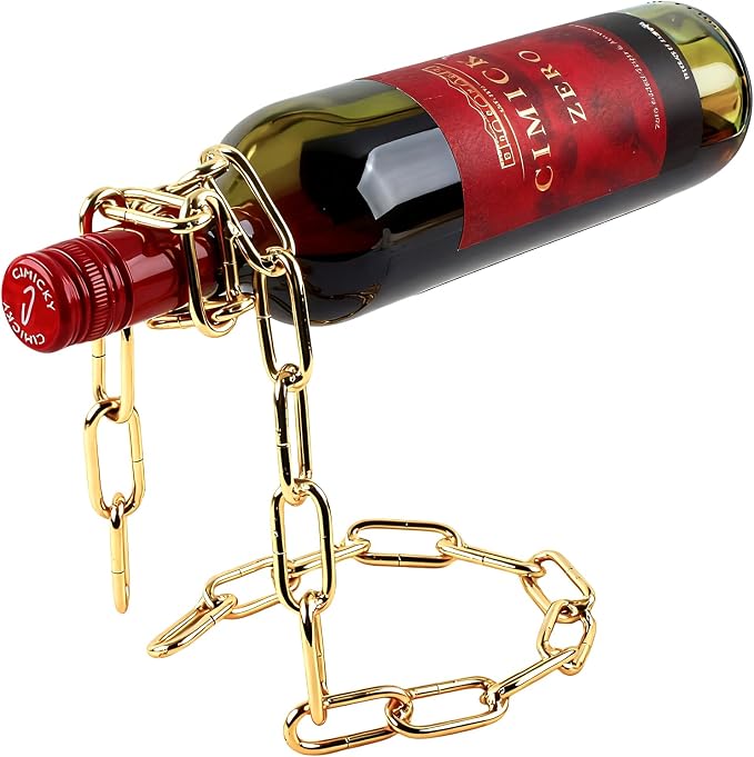 TBWHL Novelty Magic Wine Bottle Holder Floating Steel Link Chain Wine Bottle by TBWHL