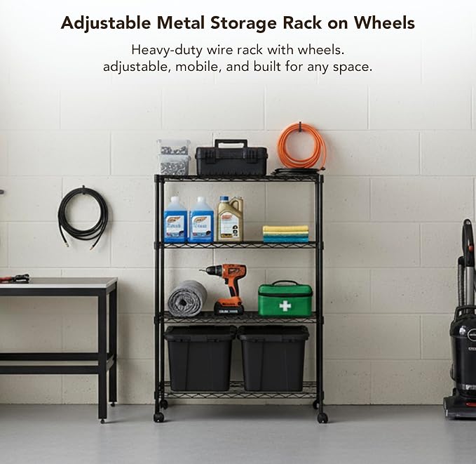 Displays By Jack 4 Tier Wire Shelving Unit Storage Rack, Metal Heavy Duty - Image 3