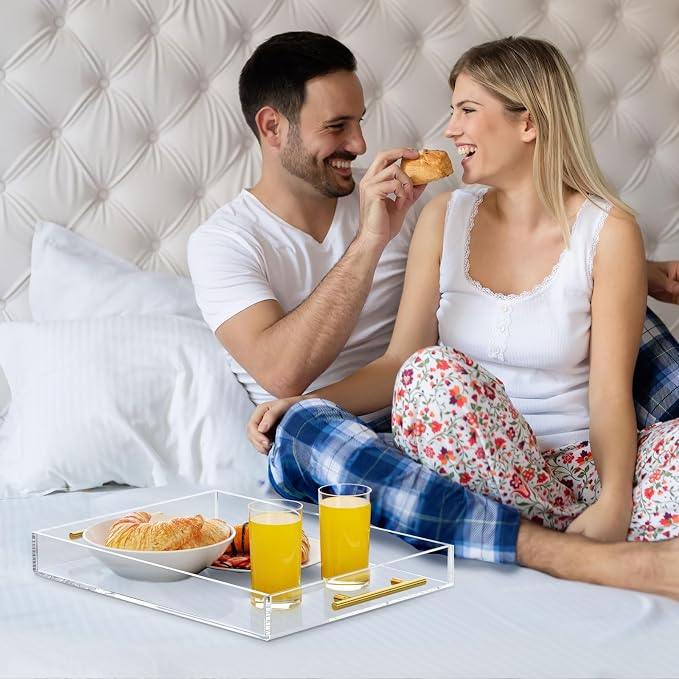 NIUBEE Clear Serving Tray 12x16 Inches -Spill Proof- Acrylic Decorative Tray - Image 8