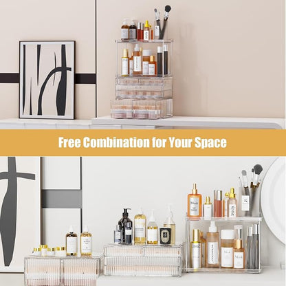 2-Tier 5-Drawer Bathroom Countertop Organizer : Multi-Purpose Makeup Organizer - Image 3