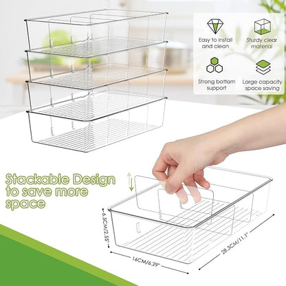 Snack Organizer for Pantry Shelf, 4 Pack Clear Plastic Pantry Storage Bins - Image 3