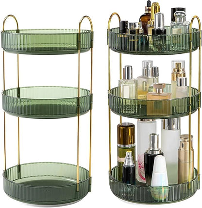 360° Rotating Makeup Organizer for Vanity, 3 Tier Spinning Perfume Cosmetic by ComfyElect