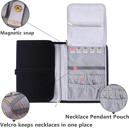 Teamoy Velvet Travel Jewelry Roll, Jewelry Storage Bag Organizer - Image 2