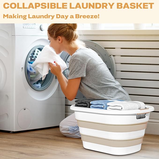 OOAMBB 43L Collapsible Plastic Laundry Baskets | Pop Up Laundry hamper/Storage - Image 3