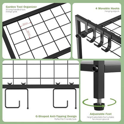 Garden Tool Organizer for Garage, Yard Tool Rack, Holds Up to 36 Long-Handled - Image 3