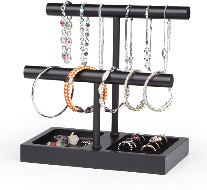 SZQINJI Jewelry Holder Organizers Bracelet Holder Display Stand, Solid Wood Base by SZQINJI