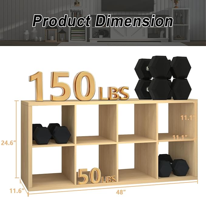 CTESNE【2026 Wooden Thick Frame 8 Cube Storage Organizer Shelf - Image 3
