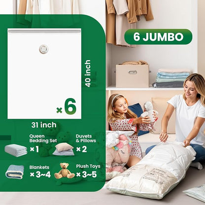 TAILI 6 Pack Vacuum Storage Bags, Jumbo Size, Vacuum Seal Bag - Image 2