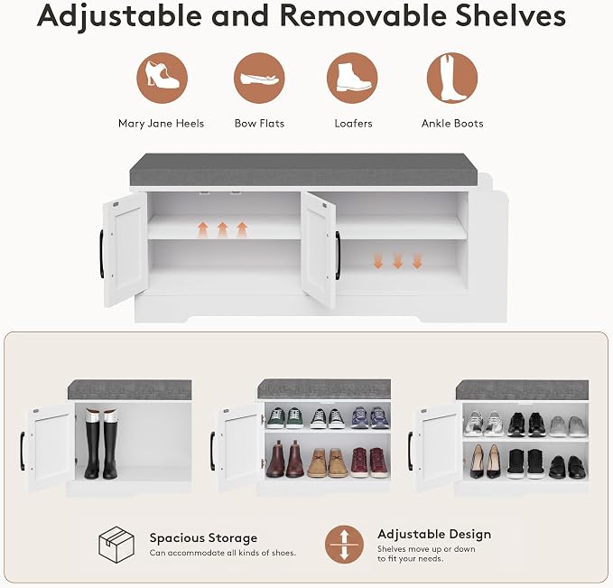 GRUSIGN 39.6" Shoe Storage Bench - Image 5
