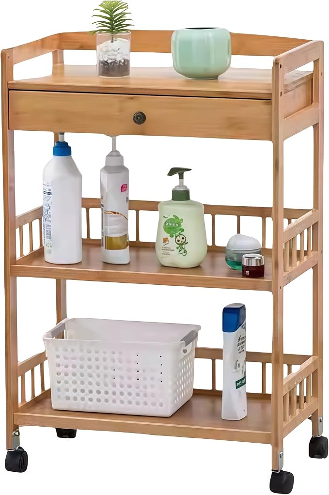 Kitchen Carts on Wheels with Storage, Rolling Storage Cart with Handles by Unknown