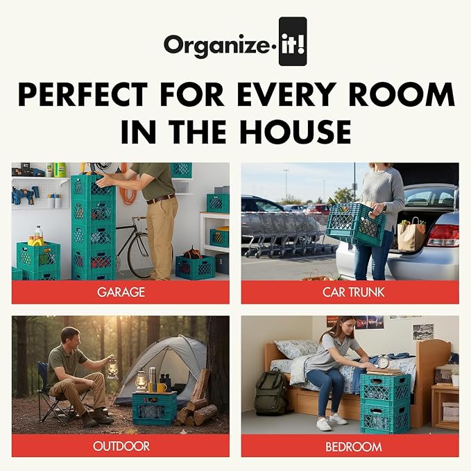 ORGANIZE-IT! Authentic Milk Crate, 4 Pack - Image 3