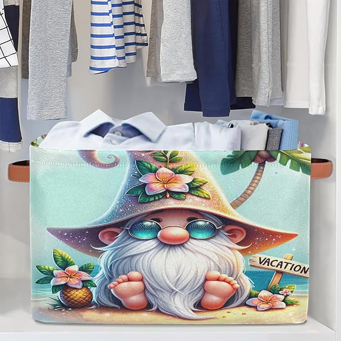 Pardick Summer Gnome Cute Basket Storage Bins Large Fabric Toys Storage Cube Box - Image 5