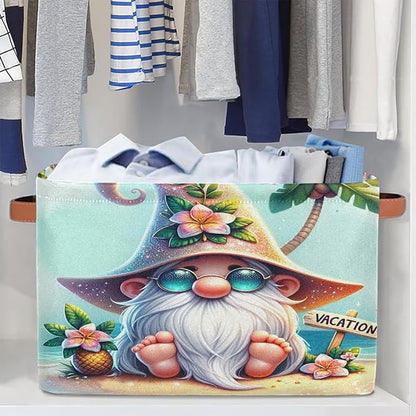 Pardick Summer Gnome Cute Basket Storage Bins Large Fabric Toys Storage Cube Box - Image 5
