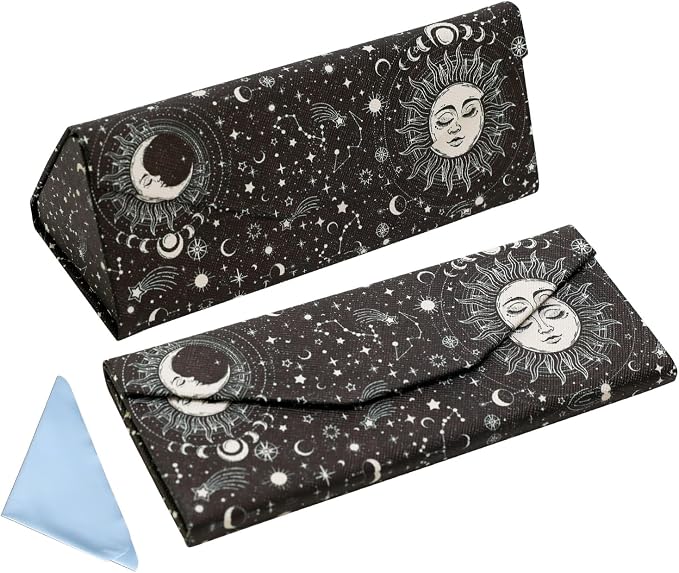 Foldable Glasses Case, Magnetic PU Leahter Sunglasses Case, Cute Hard Shell by FLYINGMAGE