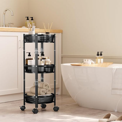 TOOLF 3 Tier Foldable Rolling Cart, Metal Utility Storage Cart, Lockable Wheels - Image 6