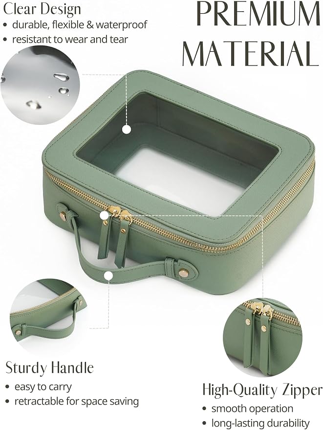 Popvibe Clear Makeup Bag Travel Cosmetic Case Transparent Toiletry Bag - Image 2