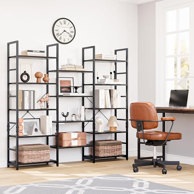 NUMENN Triple 5 Tier Bookshelf, Wide Book Shelf - Image 4