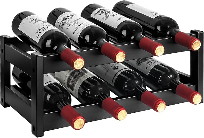 VASMIA Bamboo Wine Rack, 2-Tier Wine Racks Countertop Cabinet Wine Holder Wine by VASMIA