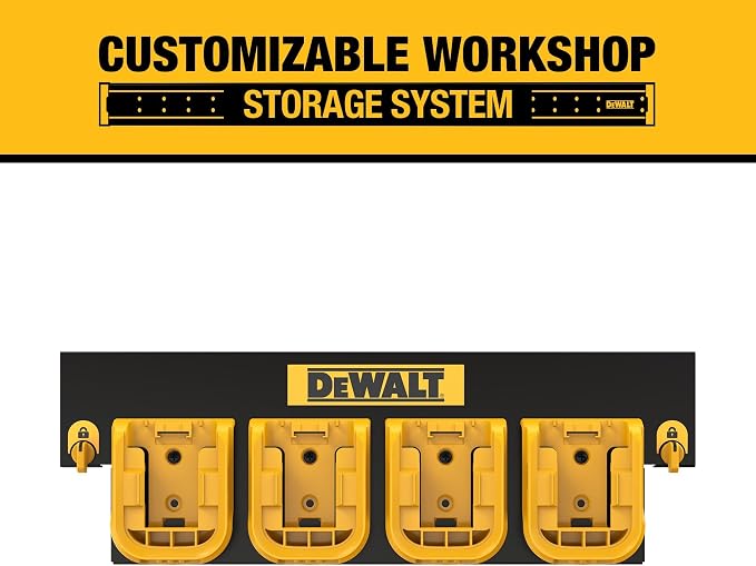 DEWALT Battery Organizer, Holds up to 4 Batteries, Mount Rail, Workshop Storage - Image 2