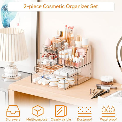 Yieach 2 Pack Clear Makeup Organizer Countertop - Image 4