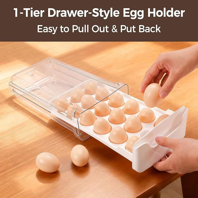 Egg-Holder for Fridge, Fits Small to Large Eggs, 1 Tier Dispenser - Image 5