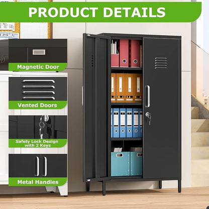 PAOFIN 47" Metal Storage Locker, Lockable Employees Metal Locker - Image 6
