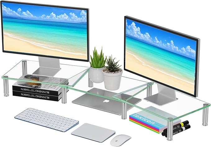 Simple Trending Dual Monitor Stand Riser, Computer Office Desktop Organizer by SimpleTrending