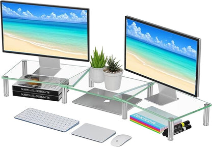 Simple Trending Dual Monitor Stand Riser, Computer Office Desktop Organizer by SimpleTrending
