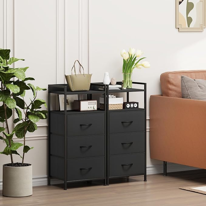 Somdot Nightstand with 3 Drawers, Fabric Dresser - Image 4