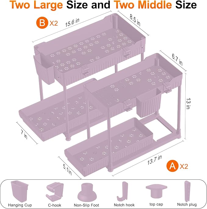 Sevenblue 4-Pack 2-Tier Under Sink Organizer - Image 4