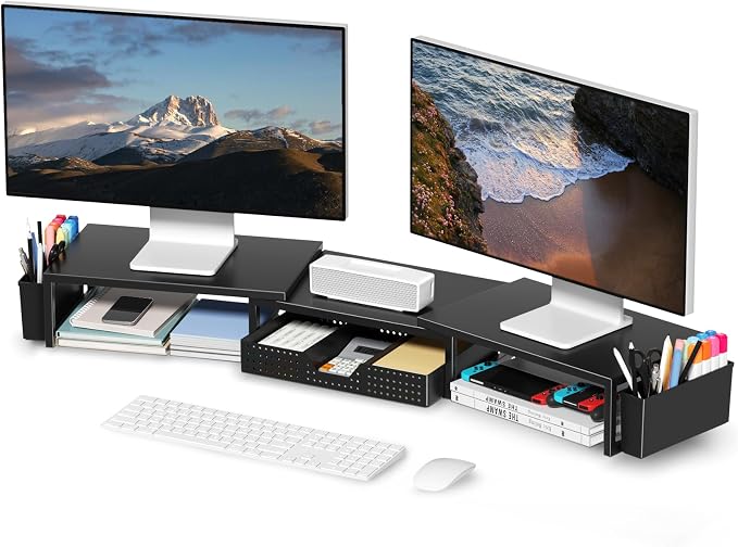 OPNICE Desk Organizers and Accessories, Dual Monitor Stand Riser by OPNICE
