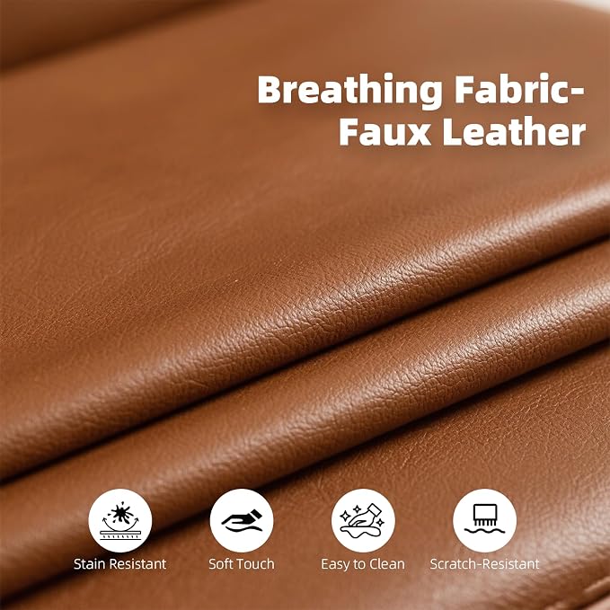 2-Pack Faux Leather Accent Sofas, Symmetrical Shawl Armchairs - Image 4