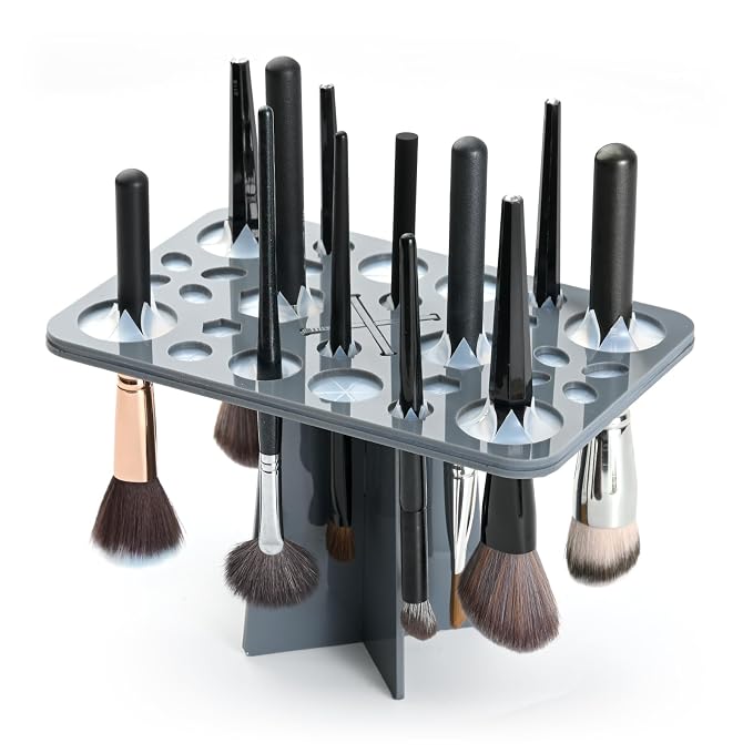 Brush Drying Rack, Brushes Dryer, Collapsible 28 Slot Acrylic Brush Holder by Luckyiren