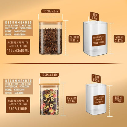 D2scrma 122oz 41oz Airtight Glass Square Storage Canister - Image 2