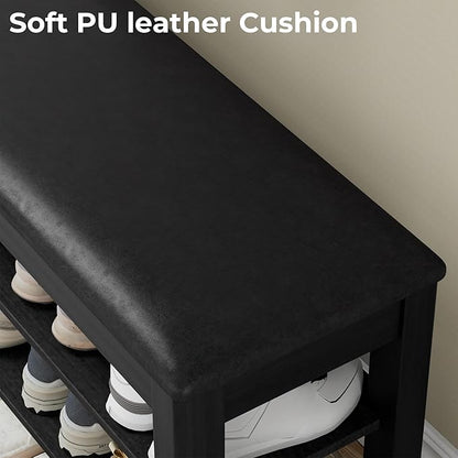 Homleke 2-Tier Solid Wood Shoe Rack Bench - Image 7