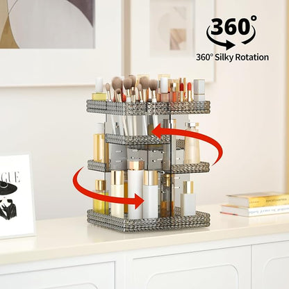Rotating Makeup Organizer, Large Capacity Cosmetic Display Case, Acrylic - Image 3