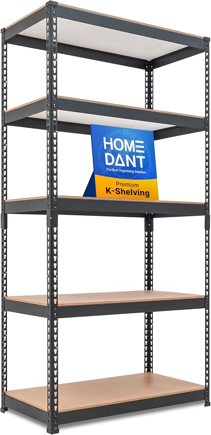 HOMEDANT 5-Tier Laminated Boltless Heavy Duty Metal Shelving Unit Adjustable by TheBestOrganizingSolution