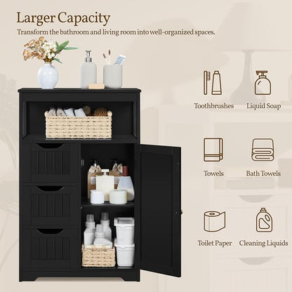 Yaheetech Bathroom Floor Cabinet, Free Standing Wooden Storage Cabinet Multiple - Image 8