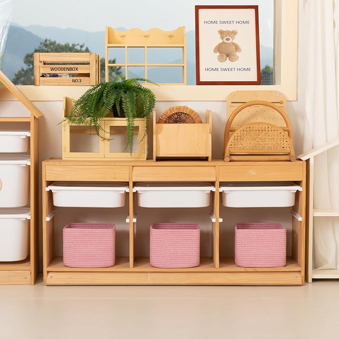 OIAHOMY 9”x9”x7” Storage Cubes, Cotton Rope Woven Baskets - Image 3