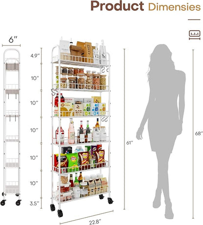 6 Tier Slim Rolling Storage Cart - Image 7