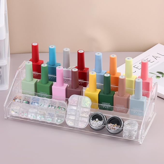SUTOKAKA 3-Tier Clear Acrylic Nail Polish Organizer Stand | 3-tier clear - Image 3