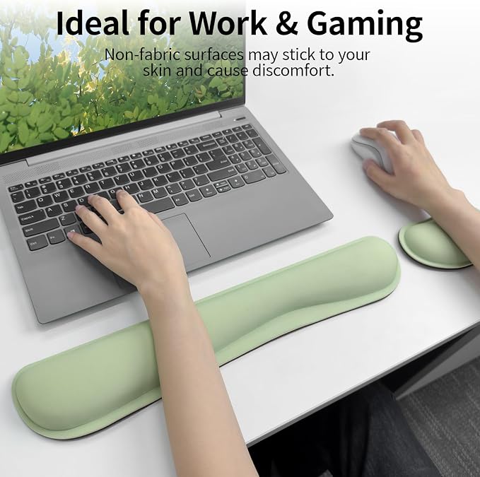 Bloss 2 Green Wrist Rest for Mouse & Keyboard, Ergonomic Wrist Support | Soft - Image 4