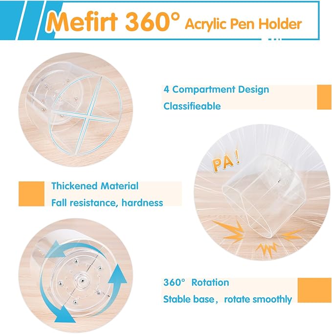 Acrylic Pen Holder, 360 Degree Marker Organizer - Image 5