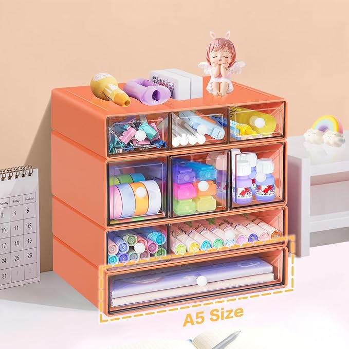 Desk Storage Organizer with 9 Drawers, 4 Tiers Stackable Desktop Craft Storage - Image 6