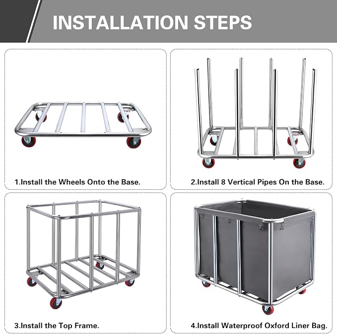 Commercial Laundry Cart with Wheels, 400L Large Industrial Laundry Cart - Image 6