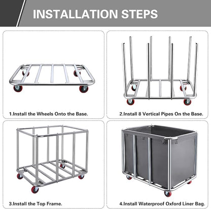 Commercial Laundry Cart with Wheels, 400L Large Industrial Laundry Cart - Image 6