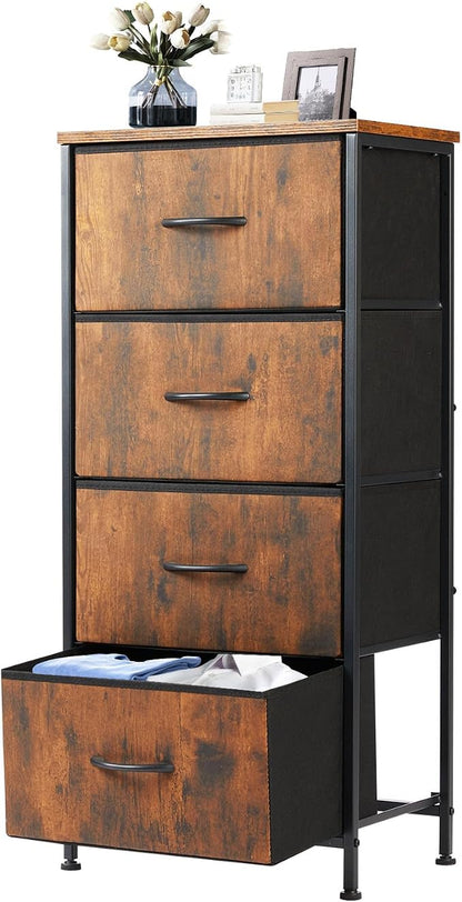 DUMOS Nightstand with 4 Drawers Bedside Table with Removable Fabric Bins Sturdy by DumosLifestyle