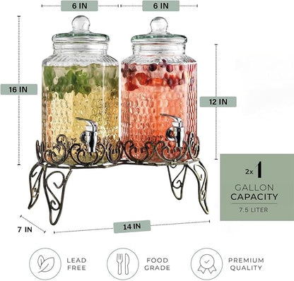 Classic Hammered Glass Beverage Dispenser - Image 4