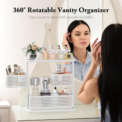 KINGRACK 3-Tier Rotating Bathroom Organizer, Countertop Vanity Tray, Spice Rack - Image 5